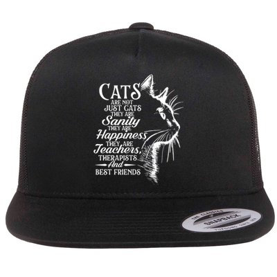 Cats Are Not Just Cats They Are Sanity Cat Pet Owner Flat Bill Trucker Hat