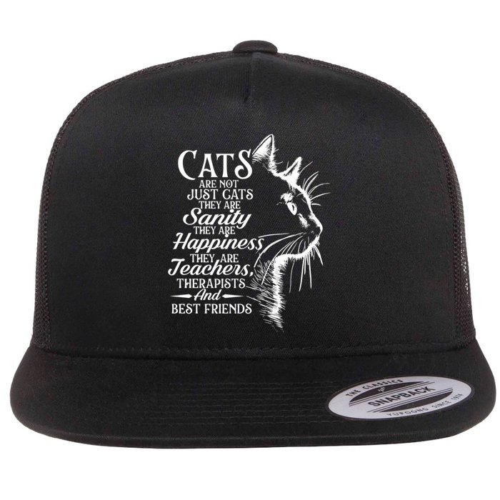 Cats Are Not Just Cats They Are Sanity Cat Pet Owner Flat Bill Trucker Hat