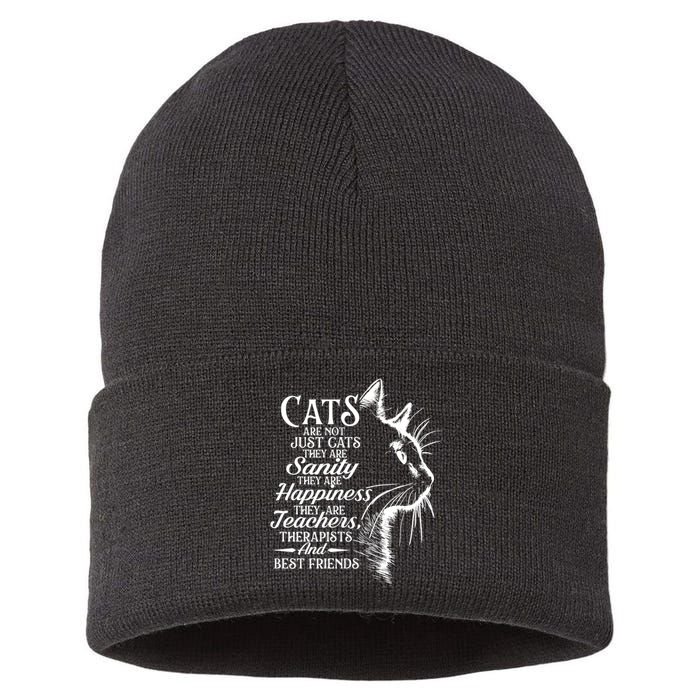 Cats Are Not Just Cats They Are Sanity Cat Pet Owner Sustainable Knit Beanie