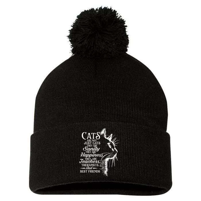 Cats Are Not Just Cats They Are Sanity Cat Pet Owner Pom Pom 12in Knit Beanie