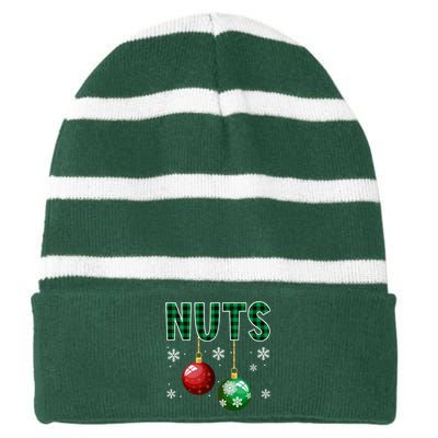 Chest And Nuts Christmas Matching Couple Chestnuts Funny Striped Beanie with Solid Band