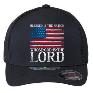 Christian American Nation Usa Flag Bible Patriotic Prayer Gift Flexfit Unipanel Trucker Cap