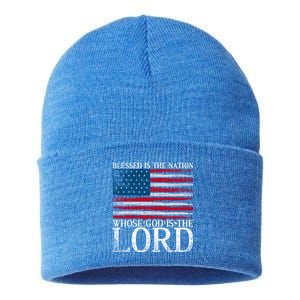 Christian American Nation Usa Flag Bible Patriotic Prayer Gift Sustainable Knit Beanie