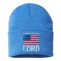 Christian American Nation Usa Flag Bible Patriotic Prayer Gift Sustainable Knit Beanie