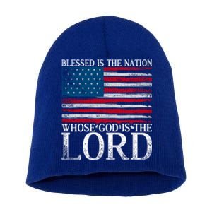 Christian American Nation Usa Flag Bible Patriotic Prayer Gift Short Acrylic Beanie