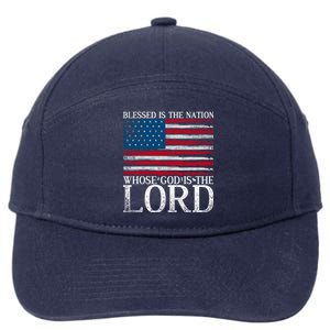 Christian American Nation Usa Flag Bible Patriotic Prayer Gift 7-Panel Snapback Hat