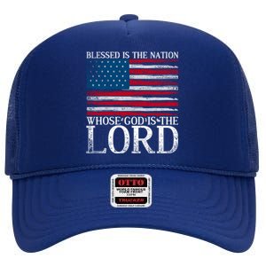 Christian American Nation Usa Flag Bible Patriotic Prayer Gift High Crown Mesh Back Trucker Hat