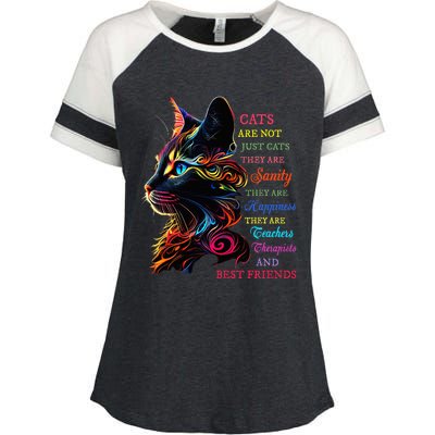 Cats Are Not Just Cats They Are Sanity They Are Happiness Enza Ladies Jersey Colorblock Tee