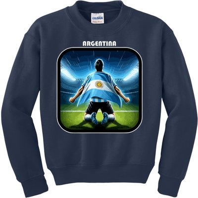 Cool Argentina National Soccer Team With Flag Kids Sweatshirt