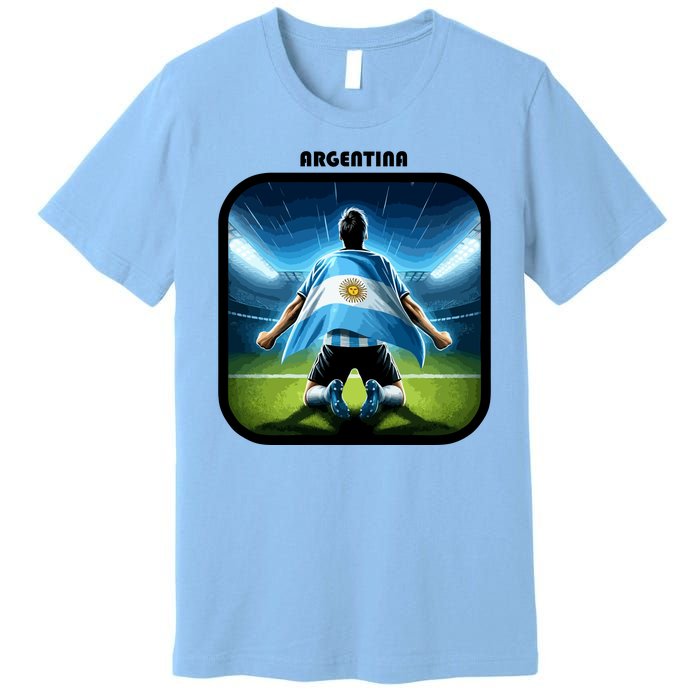 Cool Argentina National Soccer Team With Flag Premium T-Shirt