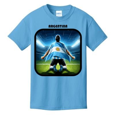 Cool Argentina National Soccer Team With Flag Kids T-Shirt