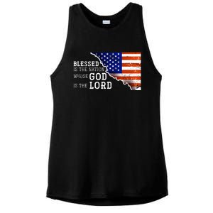 Christian American Nation Us Flag Holy Bible Verse Prayer Great Gift Ladies PosiCharge Tri-Blend Wicking Tank