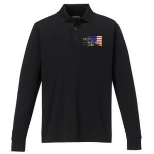 Christian American Nation Us Flag Holy Bible Verse Prayer Great Gift Performance Long Sleeve Polo