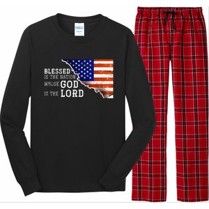 Christian American Nation Us Flag Holy Bible Verse Prayer Great Gift Long Sleeve Pajama Set