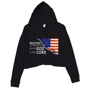 Christian American Nation Us Flag Holy Bible Verse Prayer Great Gift Crop Fleece Hoodie