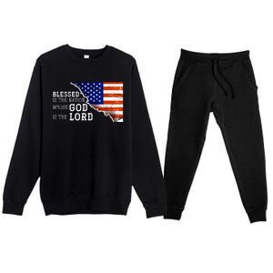 Christian American Nation Us Flag Holy Bible Verse Prayer Great Gift Premium Crewneck Sweatsuit Set