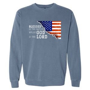 Christian American Nation Us Flag Holy Bible Verse Prayer Great Gift Garment-Dyed Sweatshirt