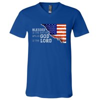 Christian American Nation Us Flag Holy Bible Verse Prayer Great Gift V-Neck T-Shirt