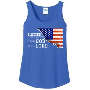 Christian American Nation Us Flag Holy Bible Verse Prayer Great Gift Ladies Essential Tank