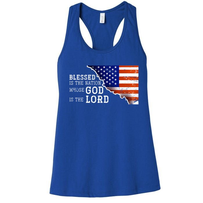 Christian American Nation Us Flag Holy Bible Verse Prayer Great Gift Women's Racerback Tank