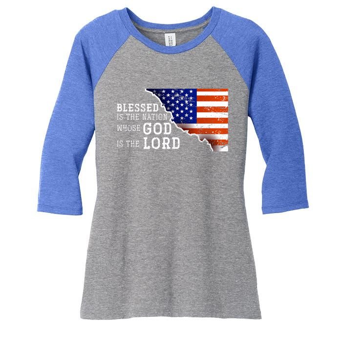 Christian American Nation Us Flag Holy Bible Verse Prayer Great Gift Women's Tri-Blend 3/4-Sleeve Raglan Shirt