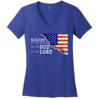 Christian American Nation Us Flag Holy Bible Verse Prayer Great Gift Women's V-Neck T-Shirt