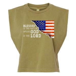 Christian American Nation Us Flag Holy Bible Verse Prayer Great Gift Garment-Dyed Women's Muscle Tee