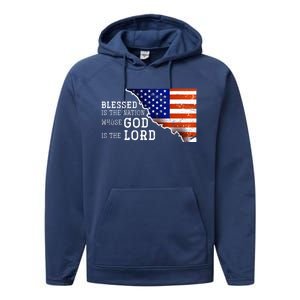 Christian American Nation Us Flag Holy Bible Verse Prayer Great Gift Performance Fleece Hoodie