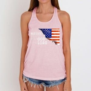 Christian American Nation Us Flag Holy Bible Verse Prayer Great Gift Women's Knotted Racerback Tank