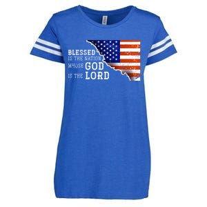 Christian American Nation Us Flag Holy Bible Verse Prayer Great Gift Enza Ladies Jersey Football T-Shirt