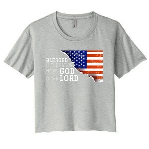 Christian American Nation Us Flag Holy Bible Verse Prayer Great Gift Women's Crop Top Tee