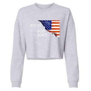 Christian American Nation Us Flag Holy Bible Verse Prayer Great Gift Cropped Pullover Crew