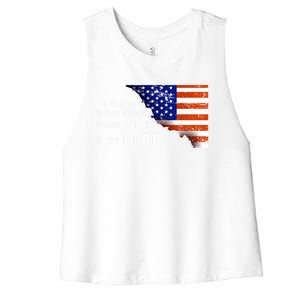 Christian American Nation Us Flag Holy Bible Verse Prayer Great Gift Women's Racerback Cropped Tank