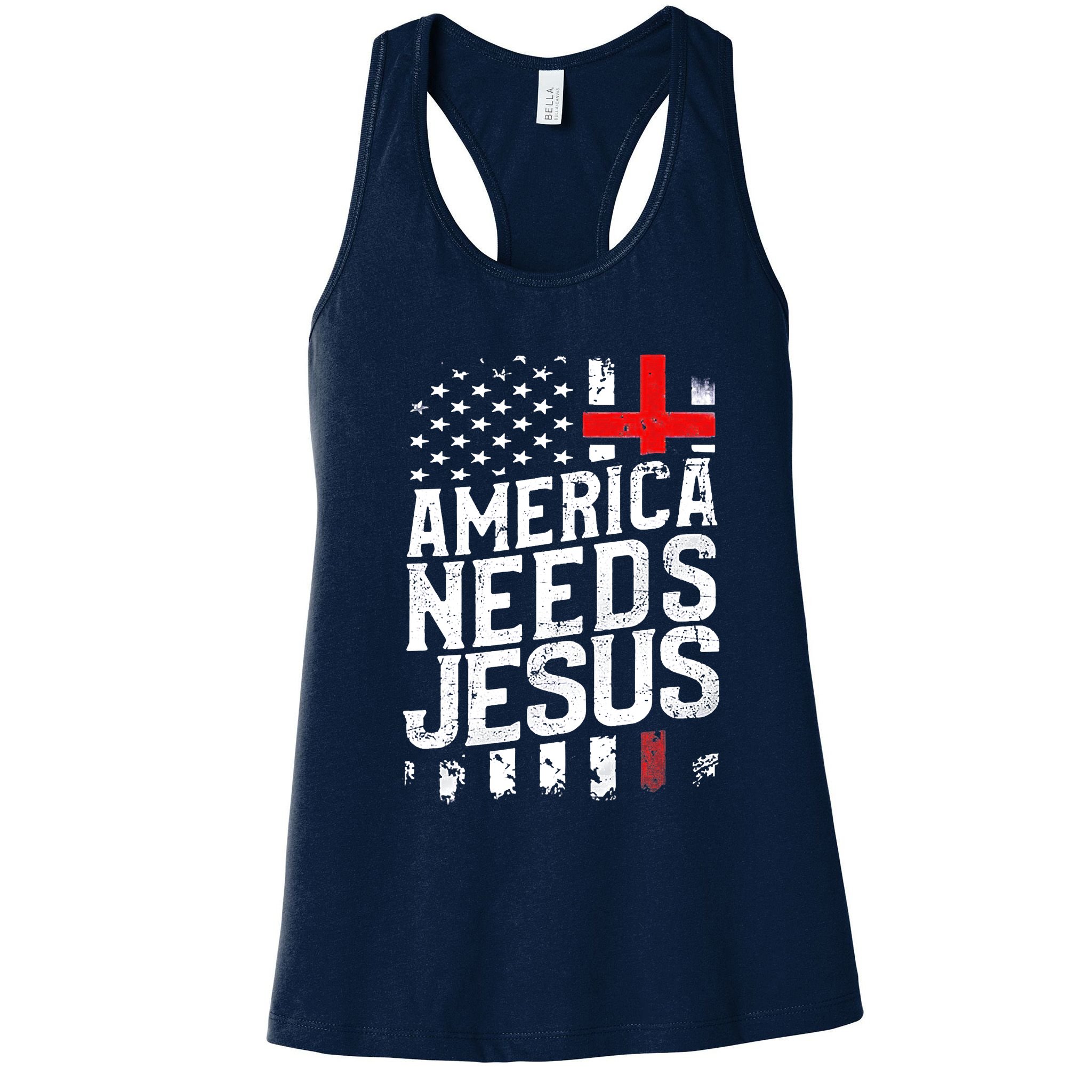 Christian America Needs Jesus Vintage Womens Tank Top