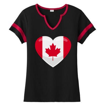 Canada Heart Flag Ladies Halftime Notch Neck Tee