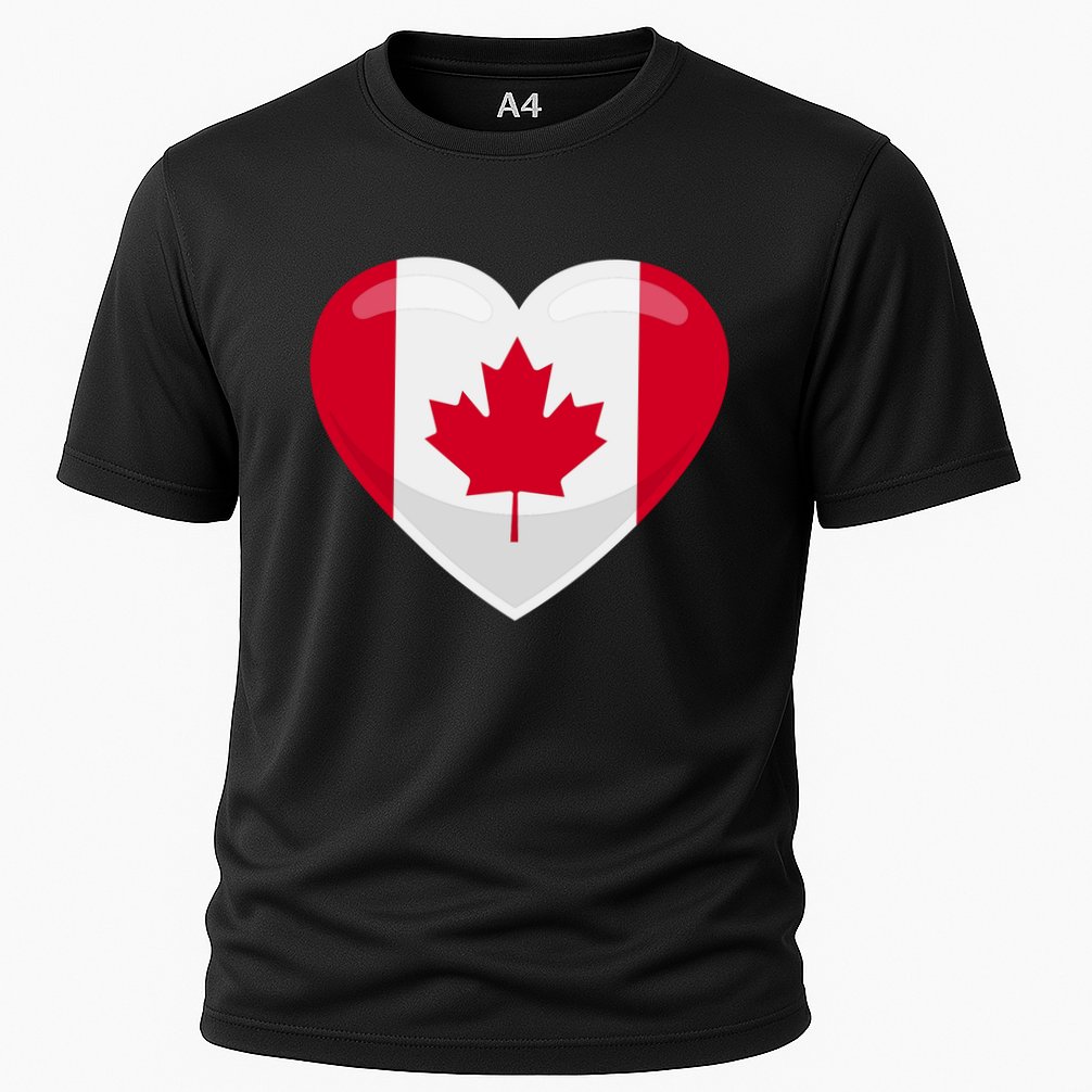 Canada Heart Flag Cooling Performance Crew T-Shirt