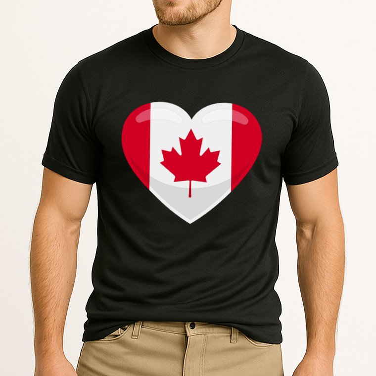Canada Heart Flag Cooling Performance Crew T-Shirt