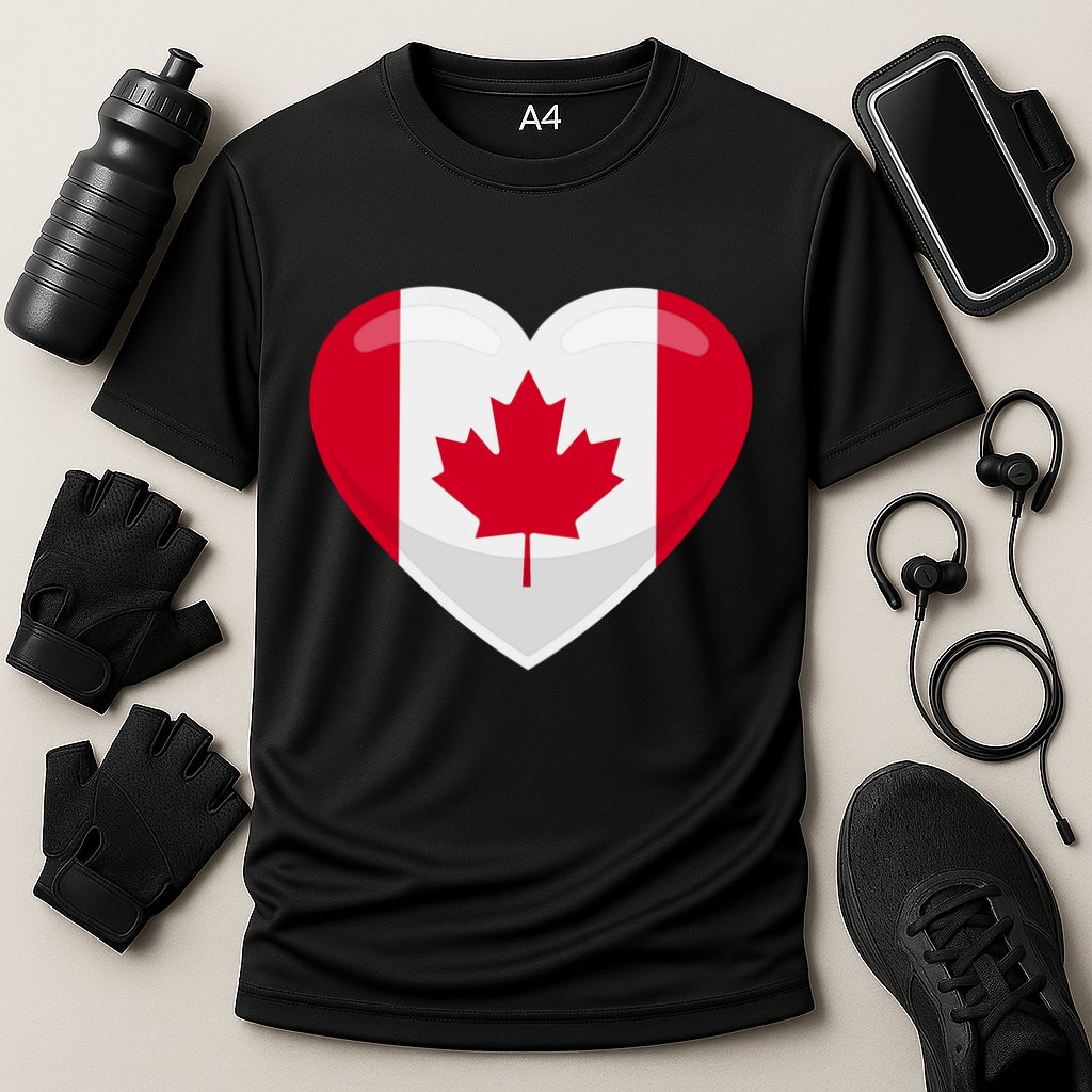 Canada Heart Flag Cooling Performance Crew T-Shirt