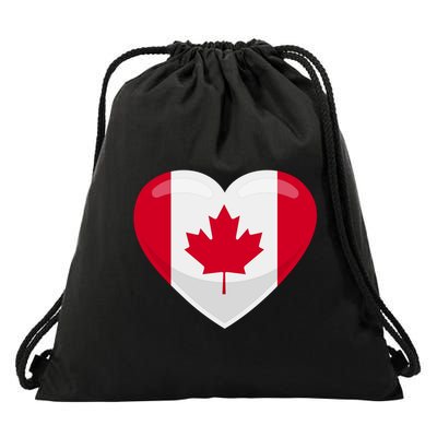 Canada Heart Flag Drawstring Bag