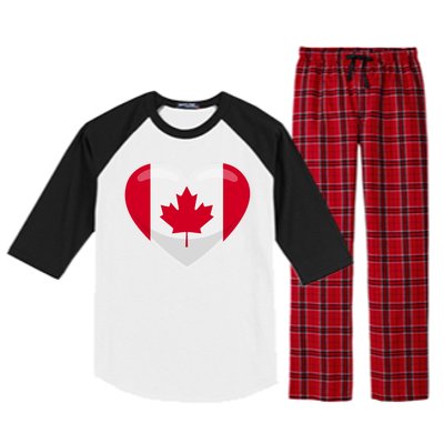 Canada Heart Flag Raglan Sleeve Pajama Set