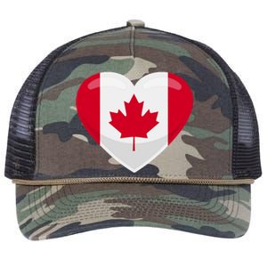 Canada Heart Flag Retro Rope Trucker Hat Cap