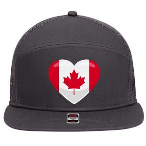 Canada Heart Flag 7 Panel Mesh Trucker Snapback Hat