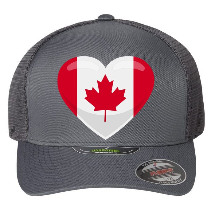 Canada Heart Flag Flexfit Unipanel Trucker Cap