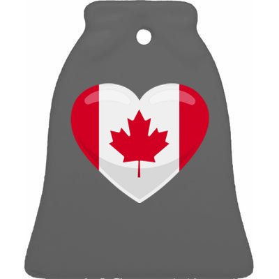 Canada Heart Flag Ceramic Bell Ornament