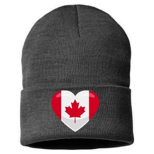 Canada Heart Flag Sustainable Knit Beanie