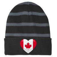 Canada Heart Flag Striped Beanie with Solid Band