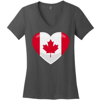 Canada Heart Flag Women's V-Neck T-Shirt