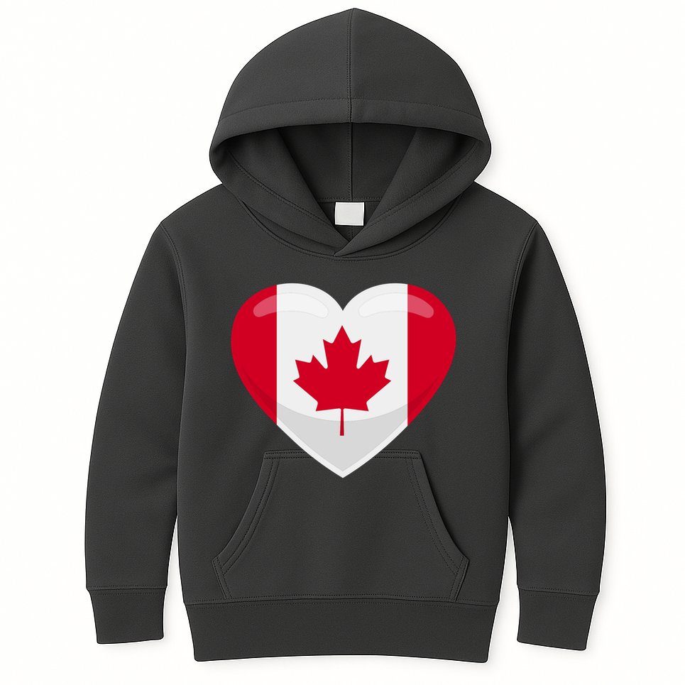Canada Heart Flag Kids Hoodie