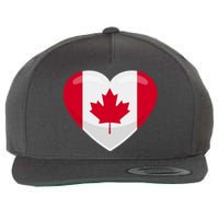 Canada Heart Flag Wool Snapback Cap