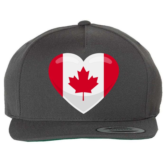 Canada Heart Flag Wool Snapback Cap